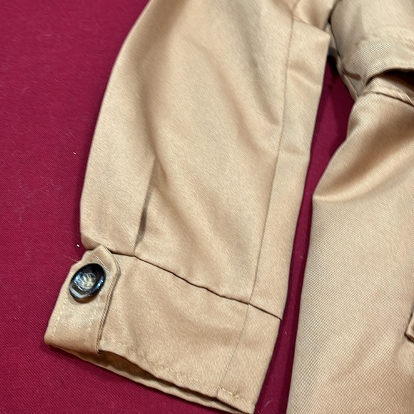 XL TAN button up Trench COAT office siren BELT pockets shoulder straps Corp core - Picture 4 of 16